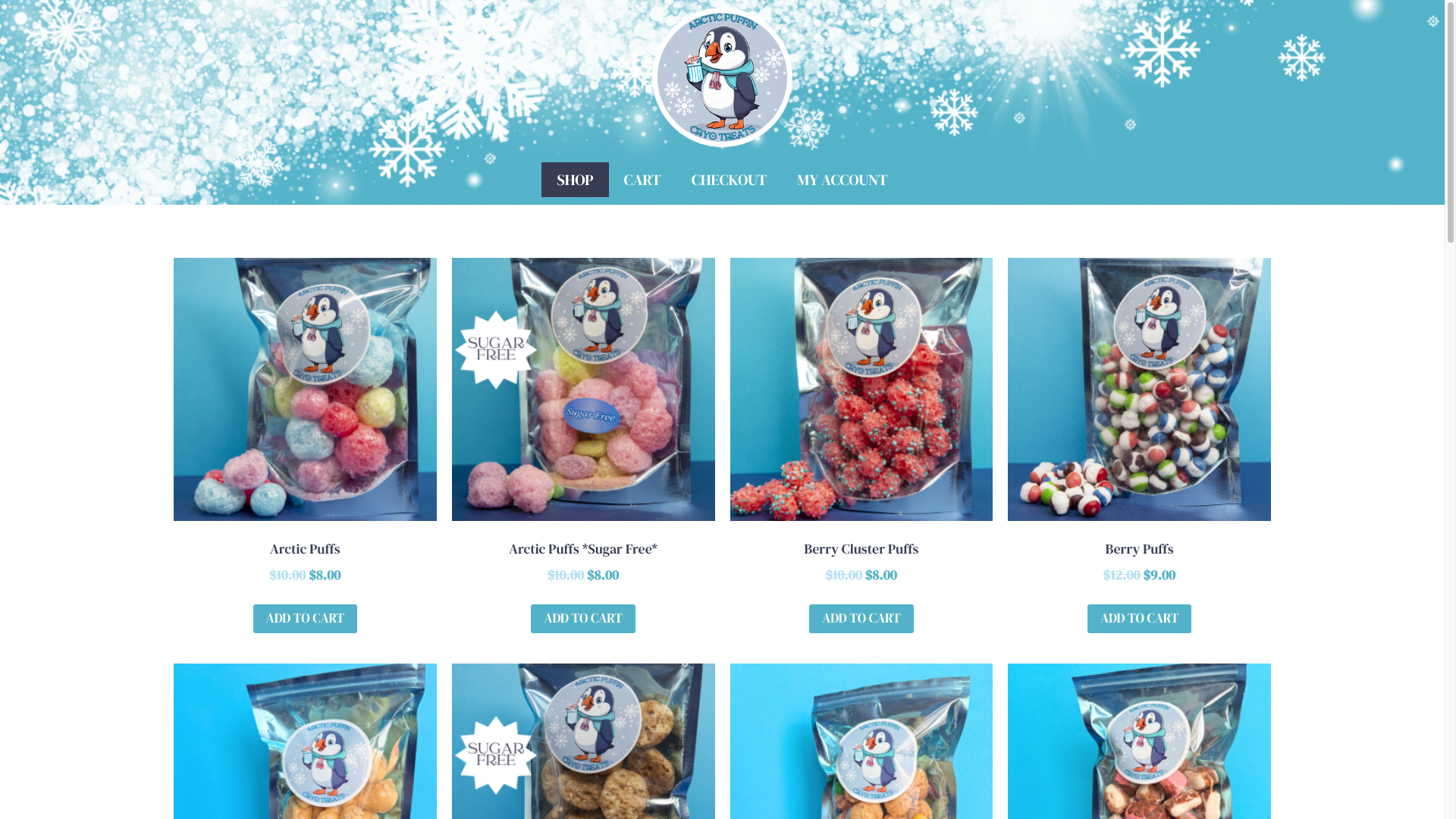 Web Design Example Arctic Puffin Cryo Treats